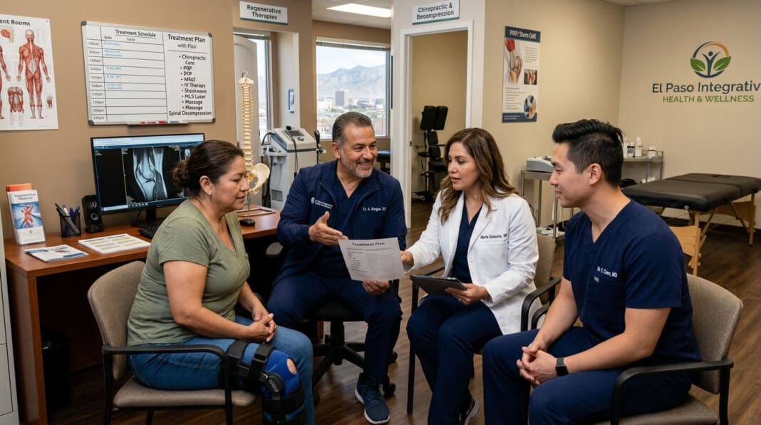 integrative chiropractic clinic with nurse practitioners and doctors discussing an injury treatment and wellness plan_02 Regenerative Therapy for Auto and Workplace Injuries Overview